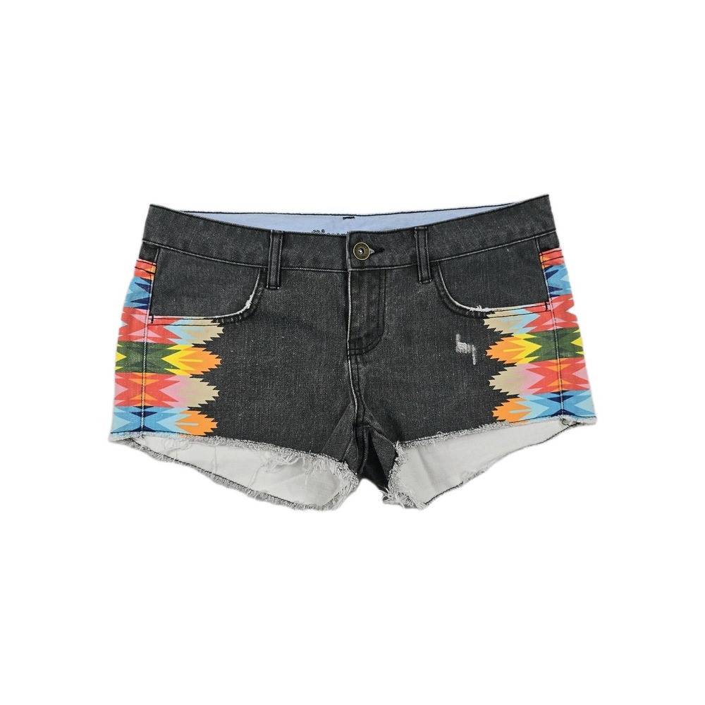Element Denim Storm Black Aztec Print Cutoff Shorts Womens Size 27 Low Rise